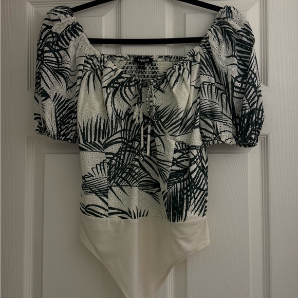 Express Tropical Green and White Bodysuit - Picture 2 of 3